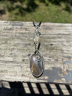 flourite + natural citrine pendant