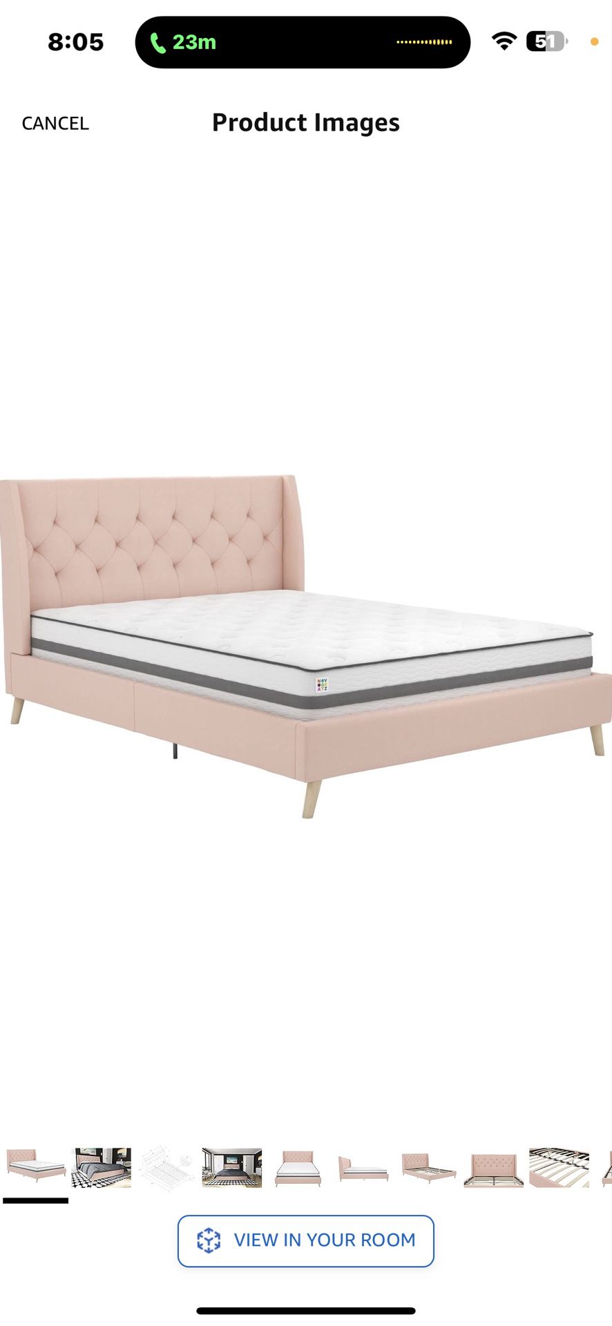 Light Pink Queen Bed Frame