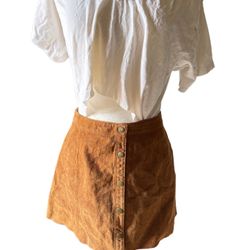 Forever 21 Suede Button Down Mini Skirt Sz Small