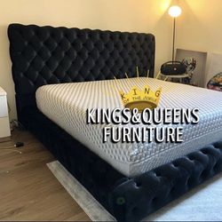 New King Bed Frame With Mattress 