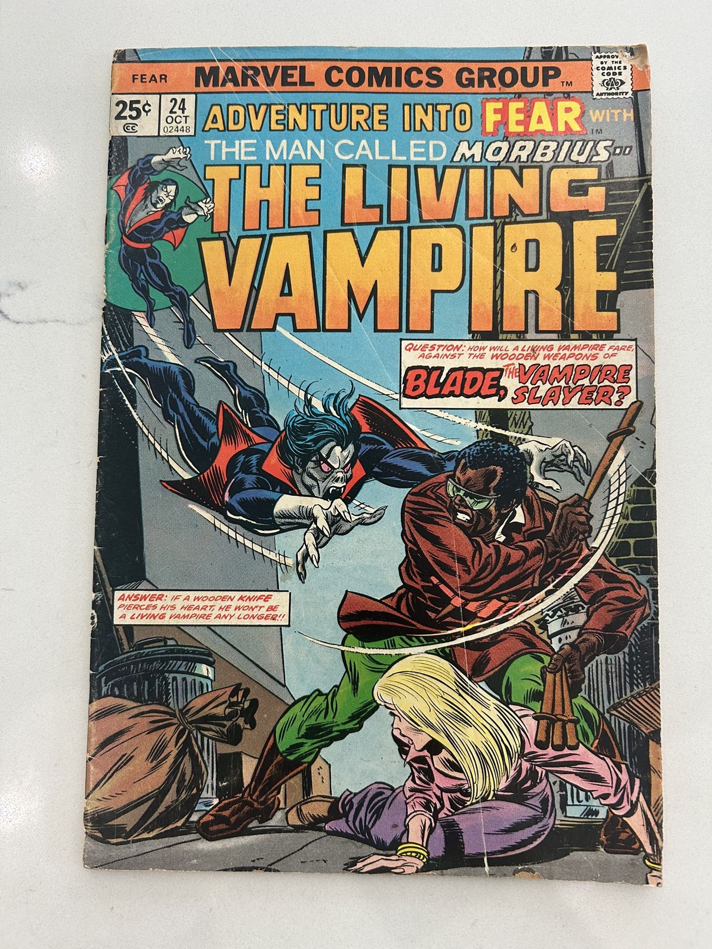 Adventure Into Fear #24 1974 Morbius the Living Vampire 🔑 1st Clash with Blade, Low grade reader. 