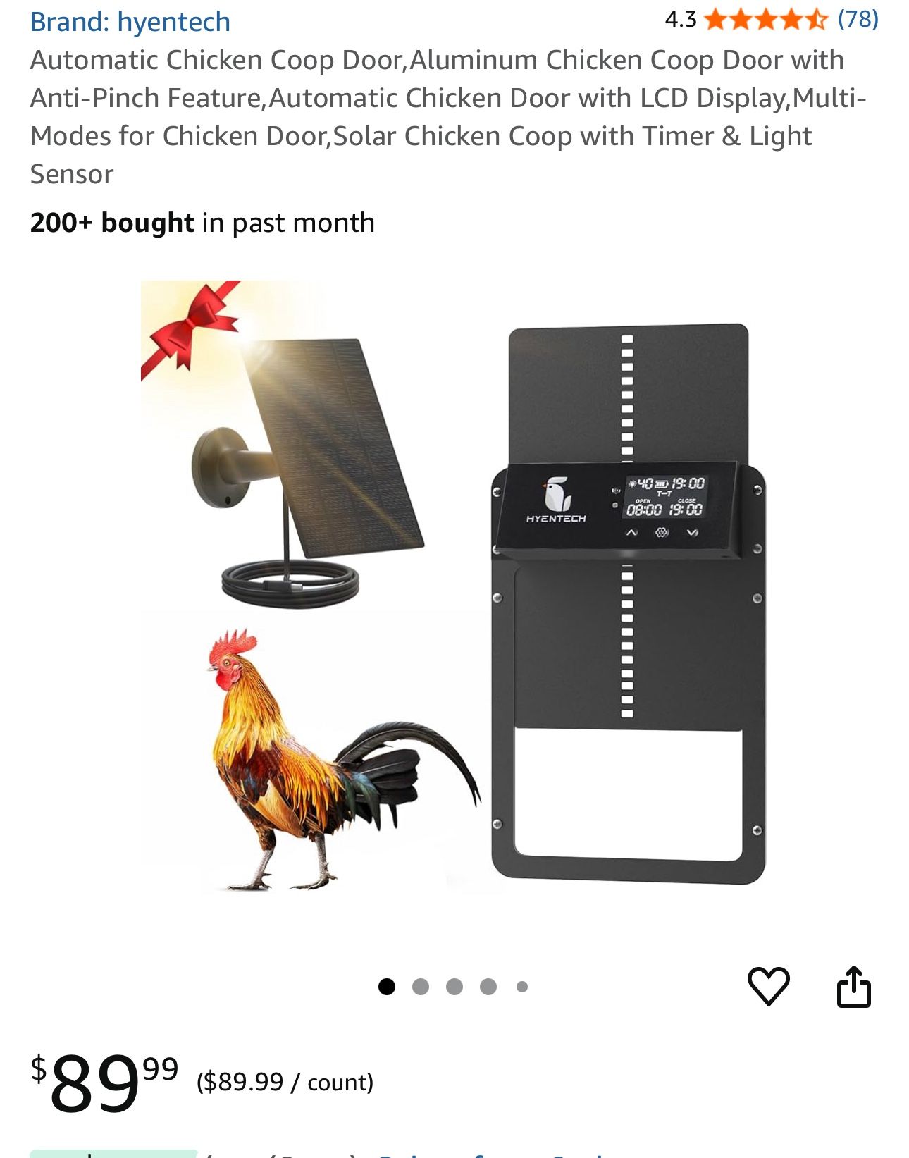 Automatic Chicken Coop Door,Aluminum Chicken Coop Door with Anti-Pinch Feature,Automatic Chicken Door with LCD Display,Multi-Modes for Chicken Door,So