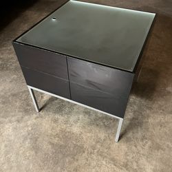 Glass Top Side Table w/ Storage