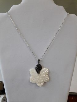 Shell pendant and Sterling silver chain 30" long
