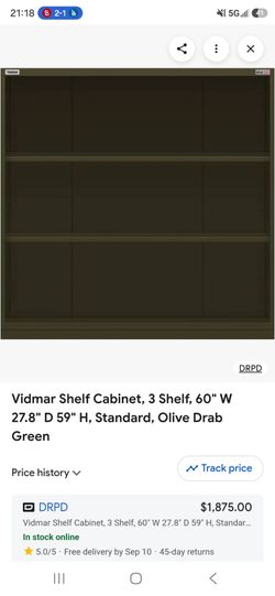 Vidmar 3-Shelf Cabinet 60" W Olive Drab Green