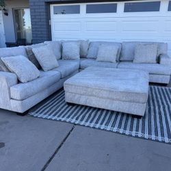 Beige Sectional Sofa Couch Sala Ottoman 