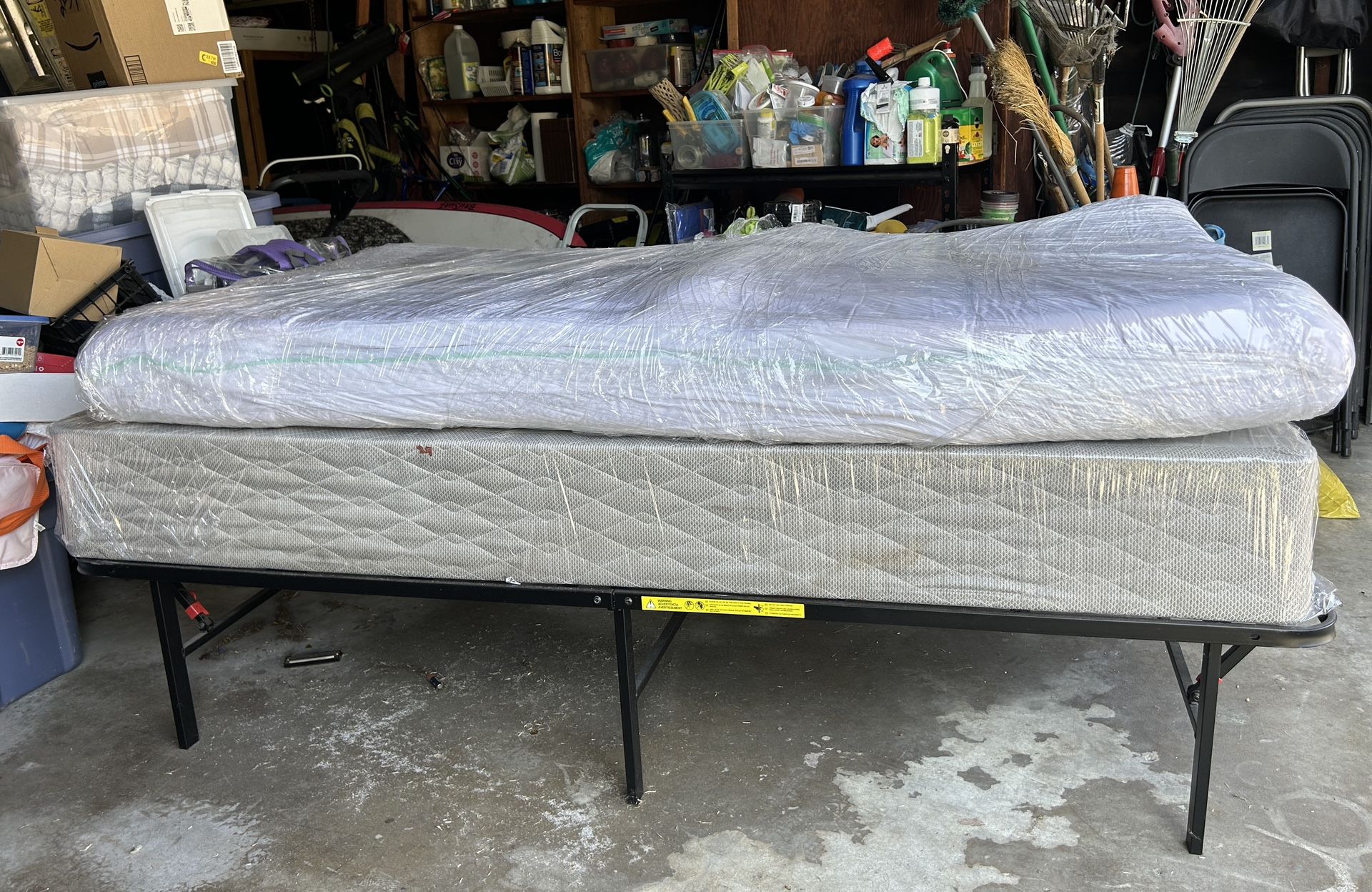TWIN BED FRAME, BOX SPRING and MATTRESS