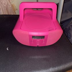 onn. Portable CD Boombox with Digital FM Radio, Pink