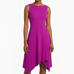 Susana Monaco Purple Handkerchief Hem Midi Dress Sleeveless Cocktail Dress L