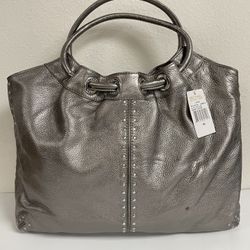 Michael Kors ~ Astor Large Leather Studded Ring Tote Hobo Bag ~ Gunmetal