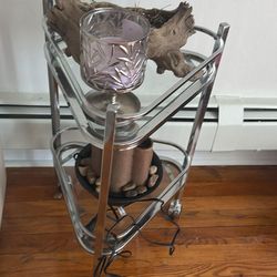 Glass trolley and 2 coffee side table