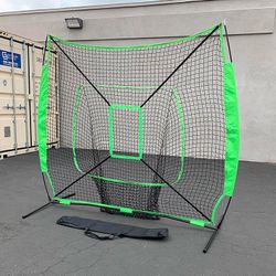 (NEW) $55 Baseball & Softball Practice Hitting & Pitching 7x7’ Net with Bow Frame, Carry Bag