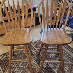 Classic Wooden Bar Stools Swivel