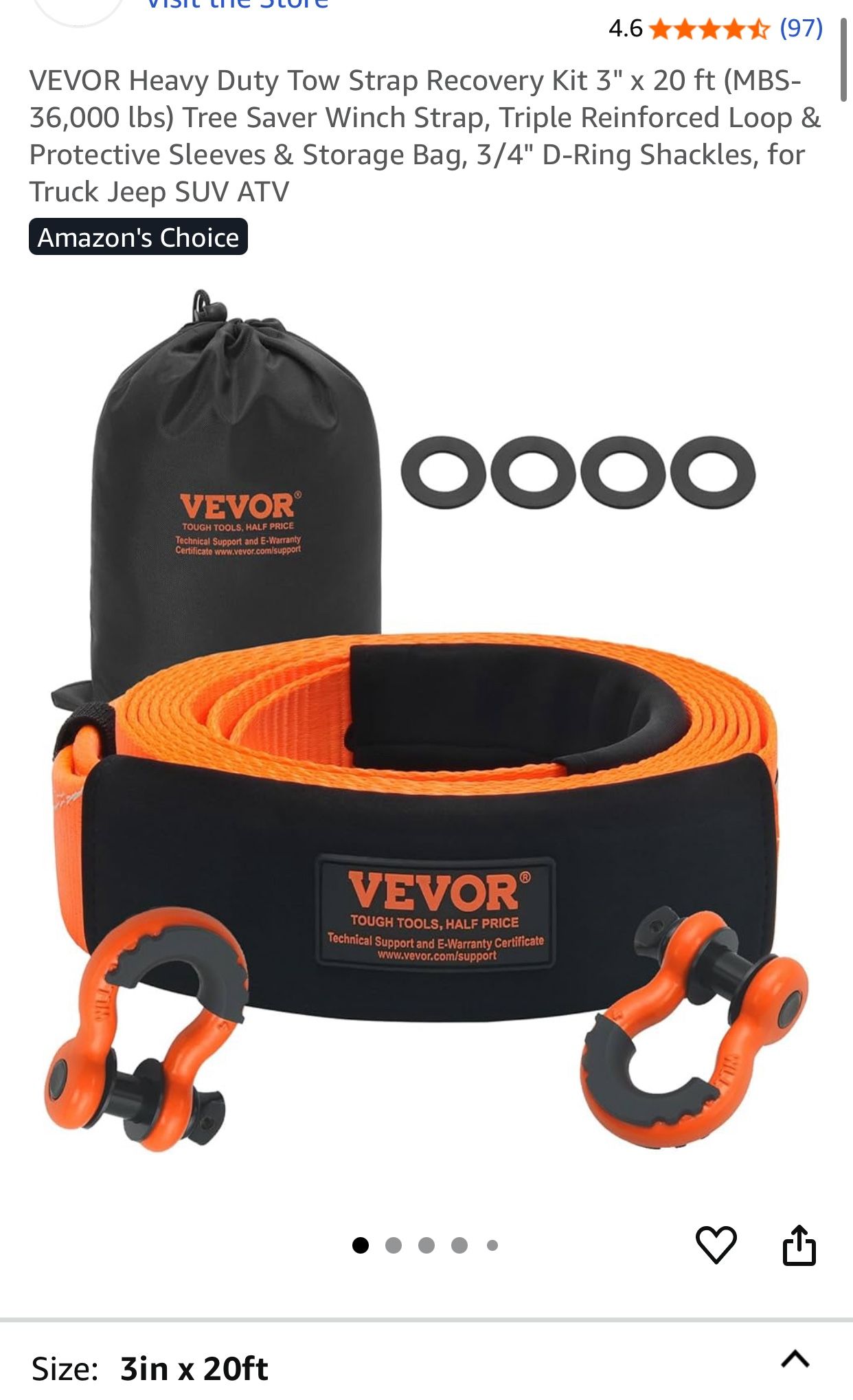 Heavy Duty Toe Shot/Tow Strap / off-road/automotive
