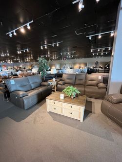 Grey Power Reclining Sofa and Loveseat