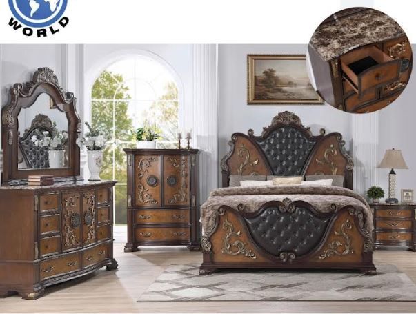 New special FW900 queen size 5pc bedroom bed dresser mirror night stand chest