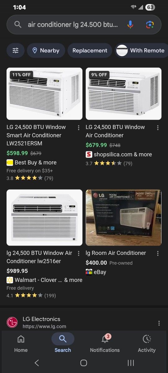 Air Conditioner (New)(LG 24.500 BTU)