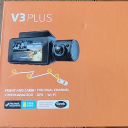 Rexing V3 Plus Front and Rear Cabin Dash Cam with Built-in GPS Wi-Fi Connect - Black