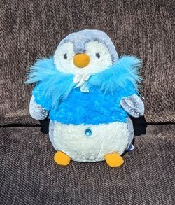 Seaworld Blue & Grey Pom Pom Penguin Stuffed Toy