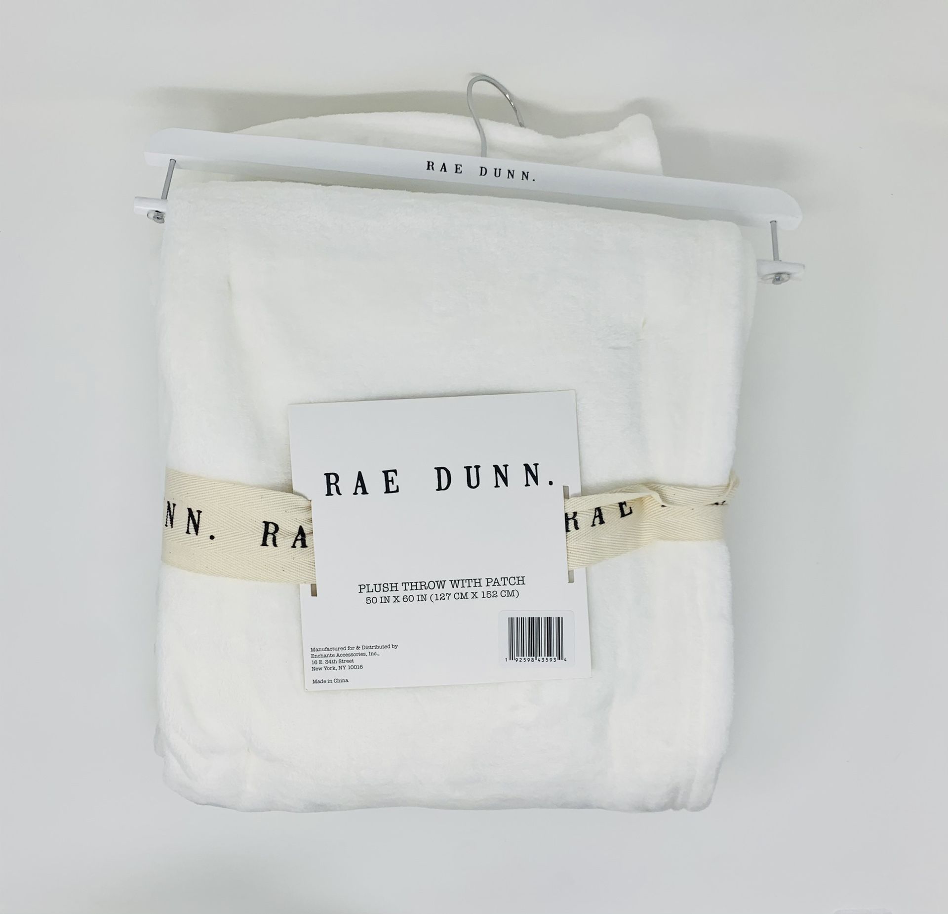 Rae Dunn White "Family" Plush Throw Fleece Blanket New 50x60