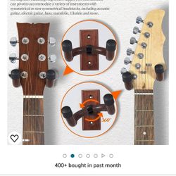 Guitar Wall Mount 3Pack Wood Guitar Hanger for Safe Storage and Display Sturdy Wall Hanger for Acoustic Electric Guitar Bass Banjo Mandolin