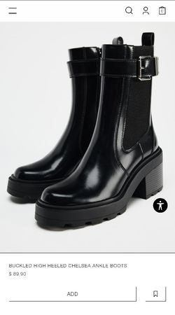 Zara Women's Buckled High Heeled Chelsea Ankle Boots