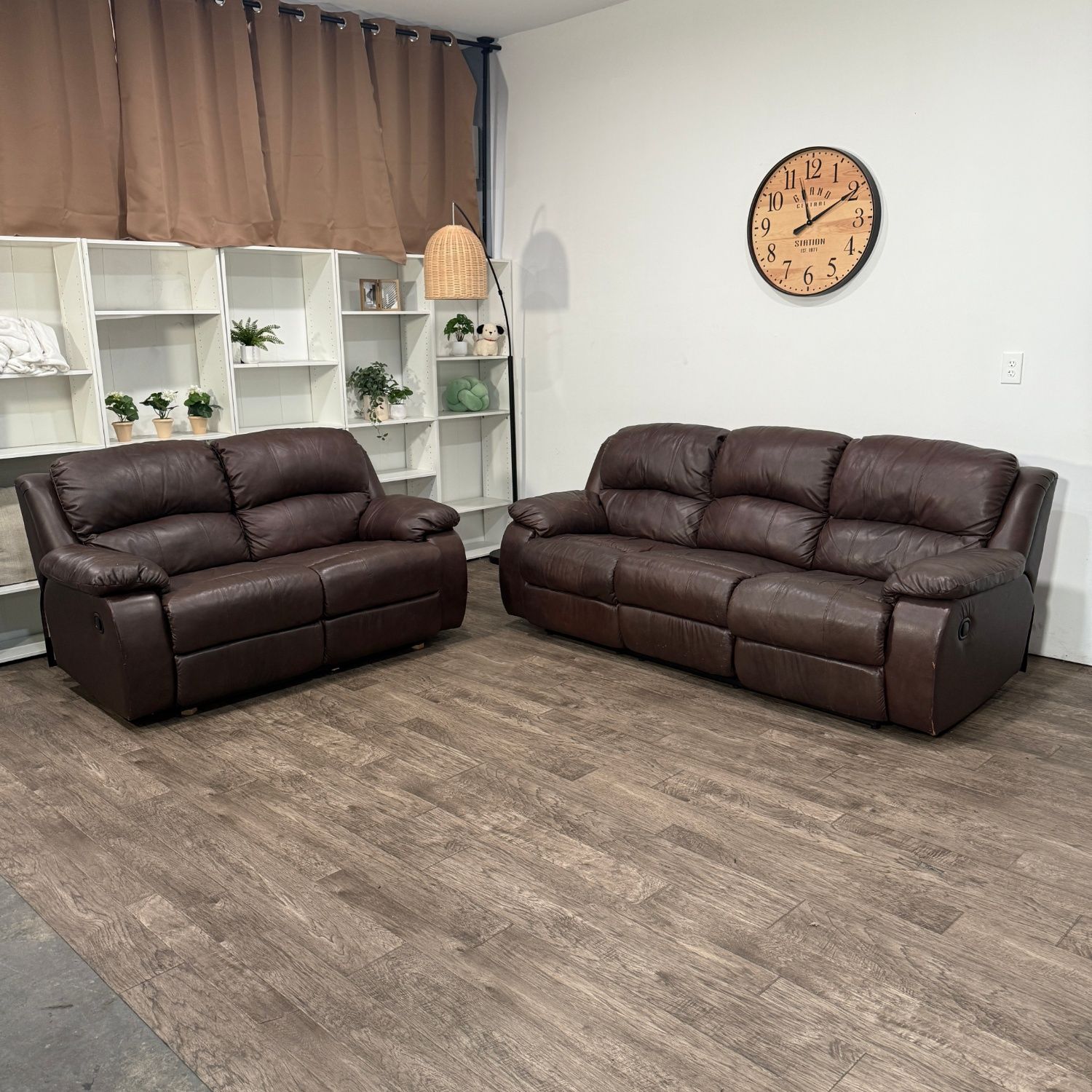 Brown Leather Reclining Couch Sofa Set! Delivery Available!