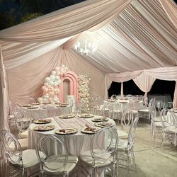 Clear Chairs Backdrop Tent With Drape 