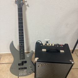 Mitchell MB100 Short-Scale Solidbody Electric Bass Guitar - White.    AND. FENDER  RUMBLES 25 BASS