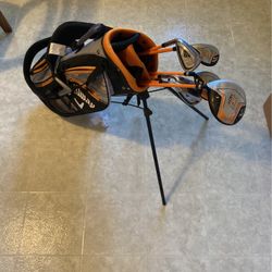 Callaway XJ Hot Kids 5-way golf cart bag & Clubs 1,3,5,7,9,S