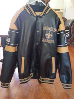 Black and gold leather new Orleans saints jacket