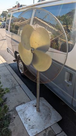 large industrial fan shop pedestal 36" vintage american made 5' + tall
