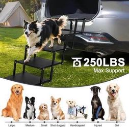 New Extra Wide 5 Steps Dog Stairs for Large Dogs, Foldable Dog Ramp for Car with Non-Slip Surface