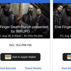 Five Finger Death Punch & Mega Death Tickets