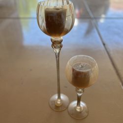 Set Of Glass Candle Holders