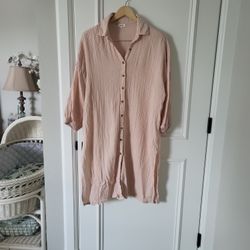 Extra Long Blush Pink Button Down
