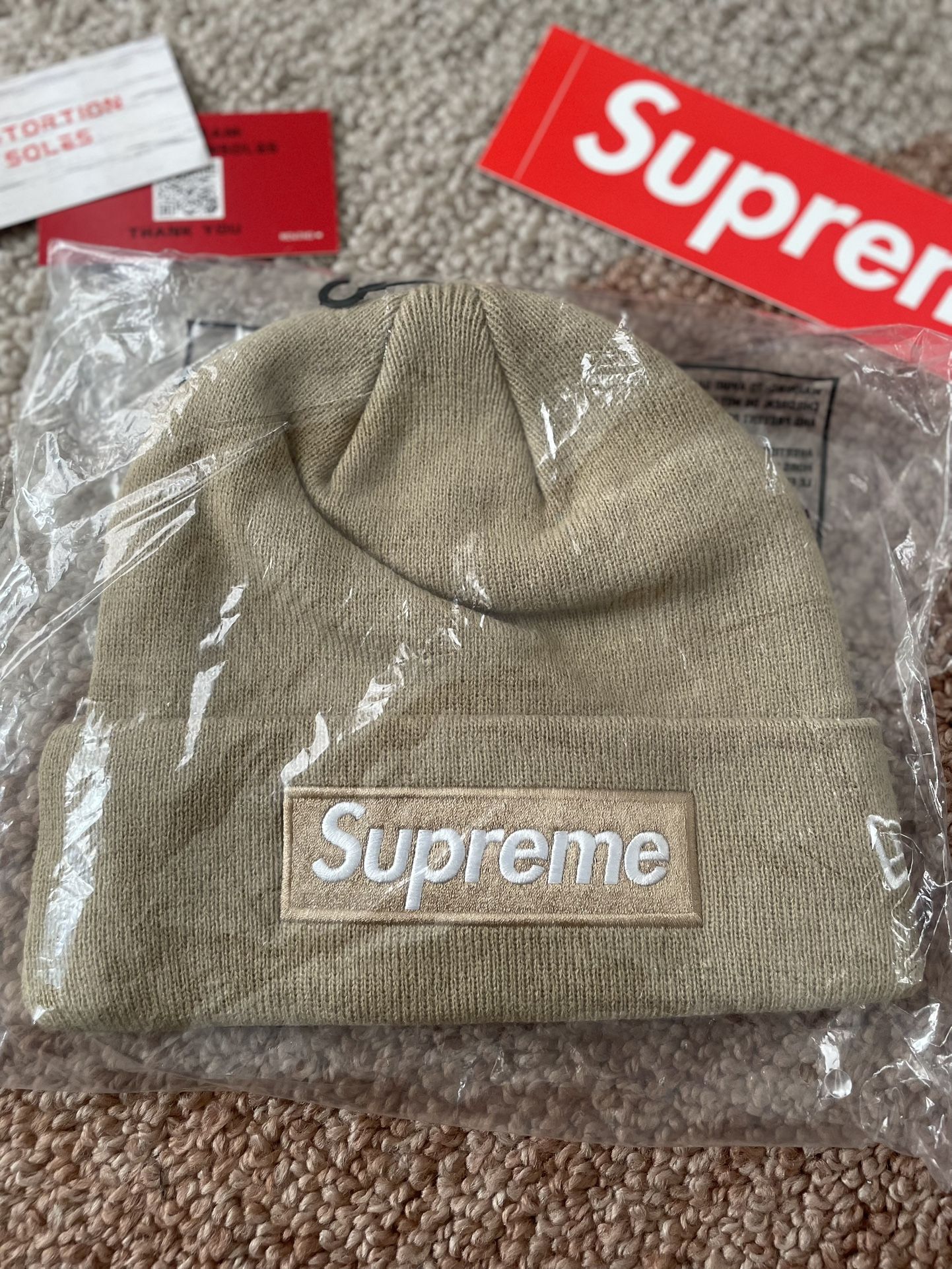 Supreme New Era Box Logo Beanie (FW23) SAND