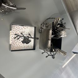 Michael Aram black orchid spoon holder and small napkin holder