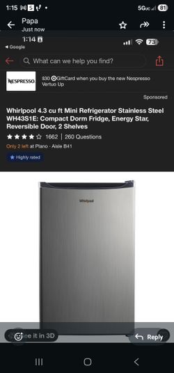 Compact Refrigerator 4.3 Cu