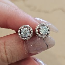Moissanite Stone 1 Caract Each Size Wedding Earrings Silver 925