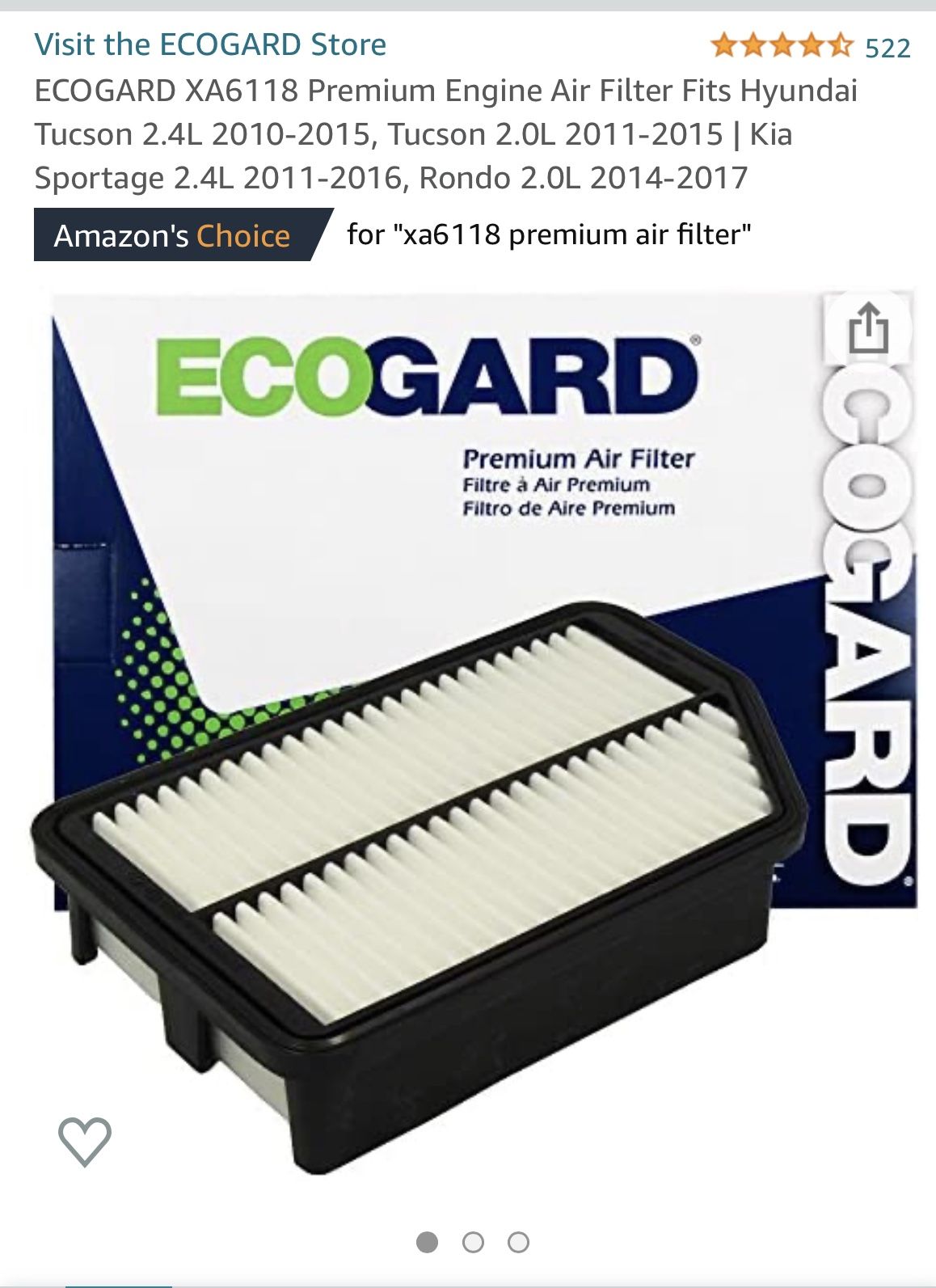 Brand New Hyundai Elantra 2014-2017 Air Filter 