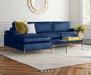 Fluery Velvet L-Shaped Sectional Couch Reversible