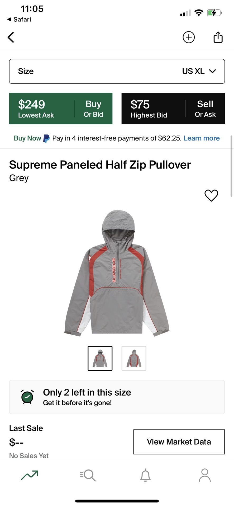 Supreme panelled half zip hooded jacket