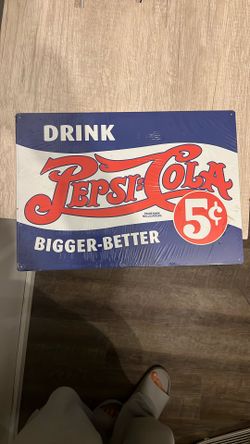 Thin Metal Pepsi Sign Still Has Plastic Wrap On It. 