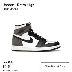 Jordan Mocha 1 Size 9 Ds