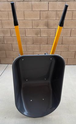 True Temper 6 cu. ft Steel / Metal Powered Wheelbarrow with Steel Handles, Comfort Grips and Flat Free Tire