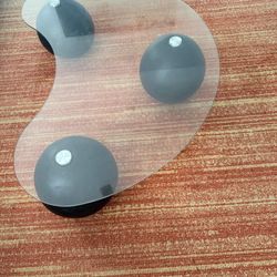 Modern Glass Coffee Table w/ Sculptural Black Base