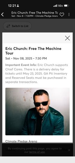 4 Tickets To Eric Church- Climate Pledge