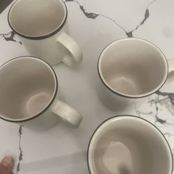 4 Black And White Mugs 