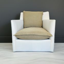 Crate & Barrel CB2 Monsef Swivel Accent Lounge Chair & Revello Slipcovers